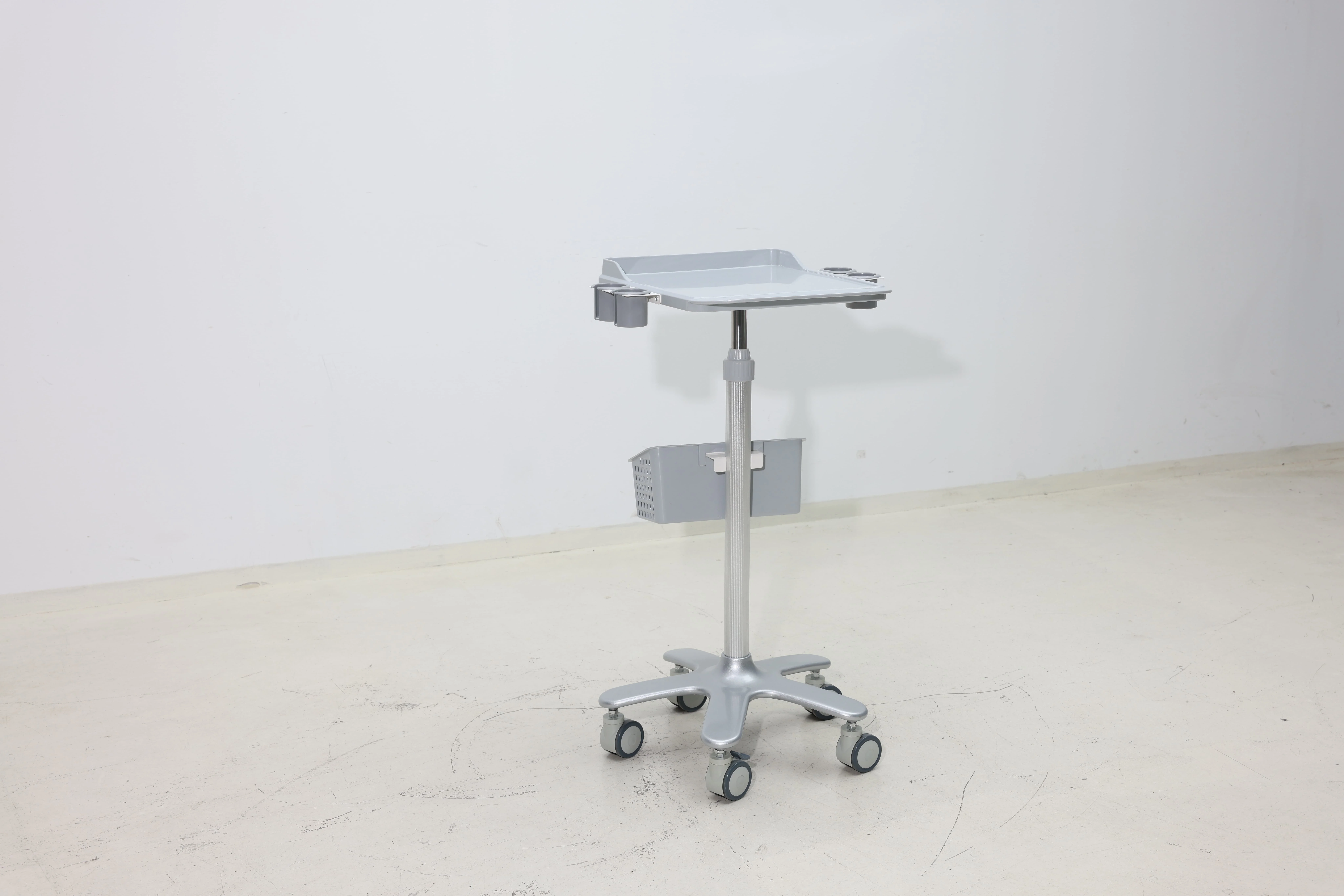 Lockable ABS Laptop Instrument Cart with Modern Design 360 Rotating Tray 4-Wheel for Hospital Hotel Living Room & Dining Use 5
