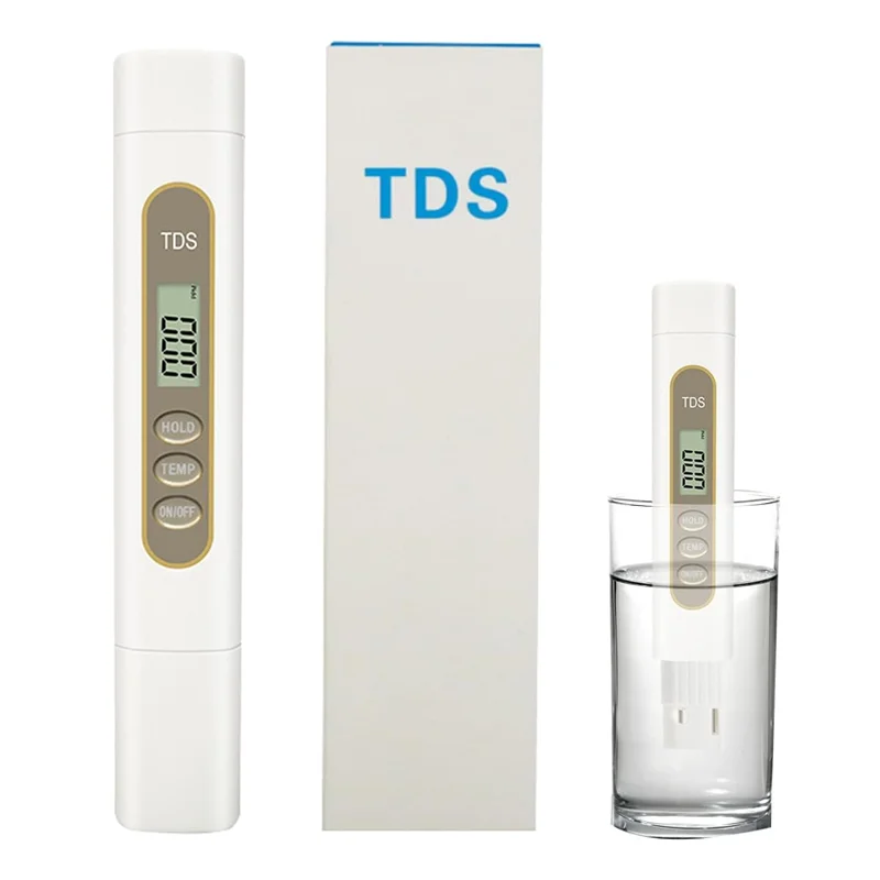 Draagbare Digitale TDS-meter - Akkurate EC & Temp-toetser vir RO/DI-stelsels, Akwariums en Drinkwater (0-9990 ppm)
