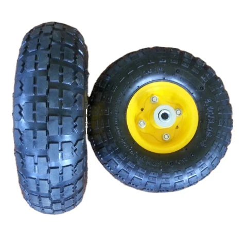 Auttely 10 Wheelbarrow Tires Set of 4 Replacement Wagon 4.10/3.50-4 Wheels All Purpose Utility Garden Wagon Flat Free Tires with 5/8 Double Sealed Bearings for Hand Trucks and Gorilla Cart 