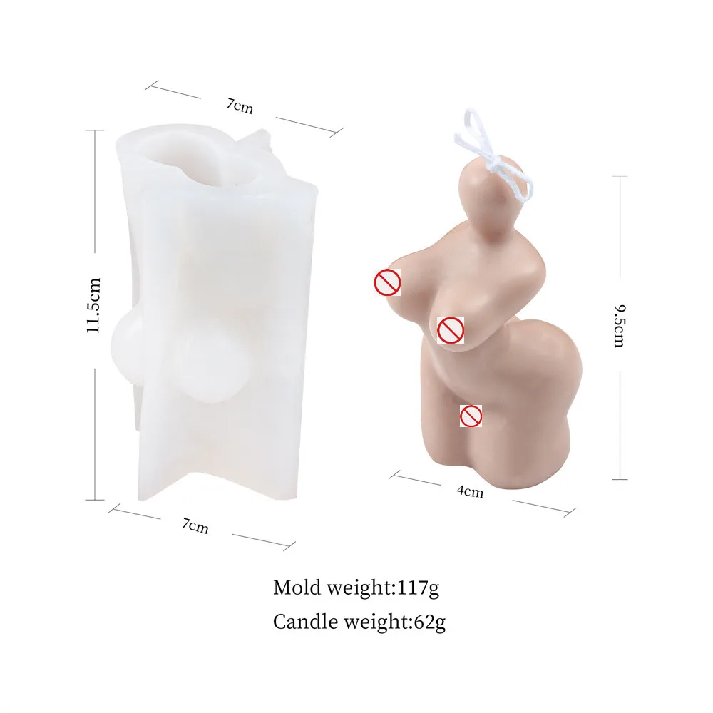 Exaggerated Big Breast Butt Female Body Candle Making Silicone Molds Abstract Woman Resin Small Chest Human Torso Statue Tool