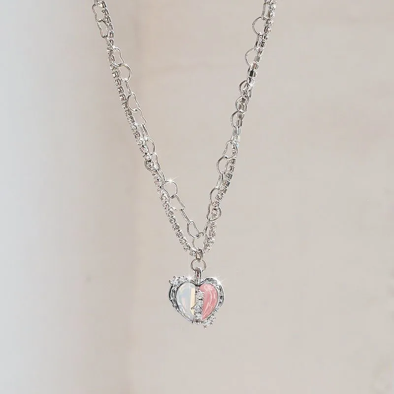 Kpop Vintage Goth Y2K Heart Pendant Choker Necklace