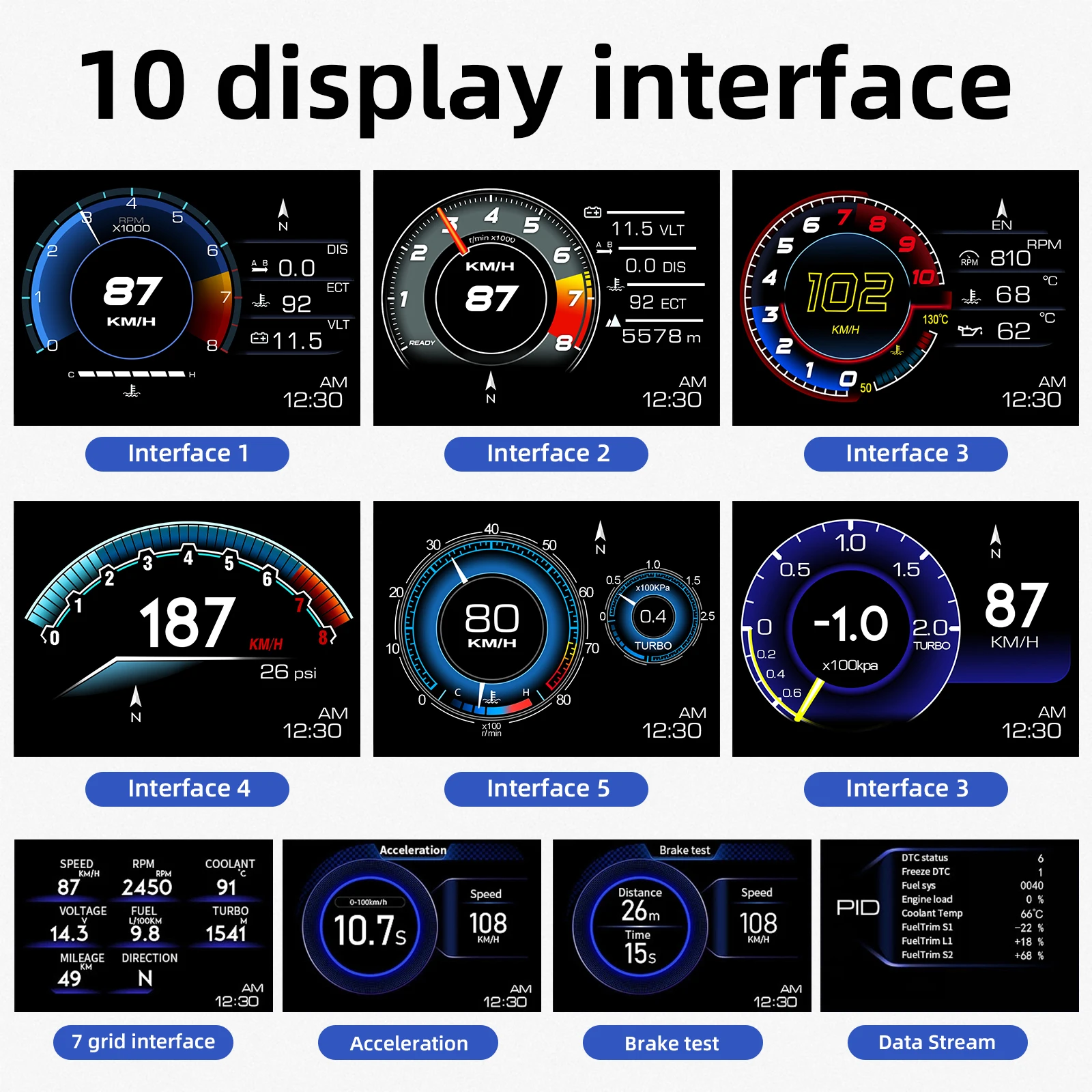 OBD2 GPS Smart Gauge Car HUD Speedometer Turbo RPM Alarm for Car Truck araç Havai Video Bu Up Display, güçlü Işlevlere Sahiptir