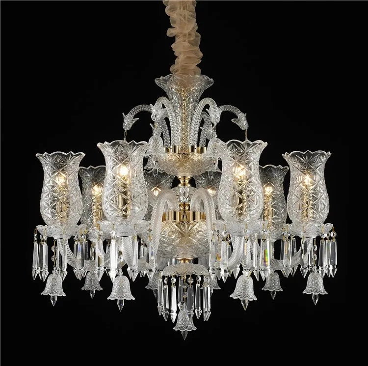 Meerosee Clear Crystal Chandelier Light Classic Crystal Pendant Lighting Baroque Crystal Pendant Light for Hotel  Villa MD87121