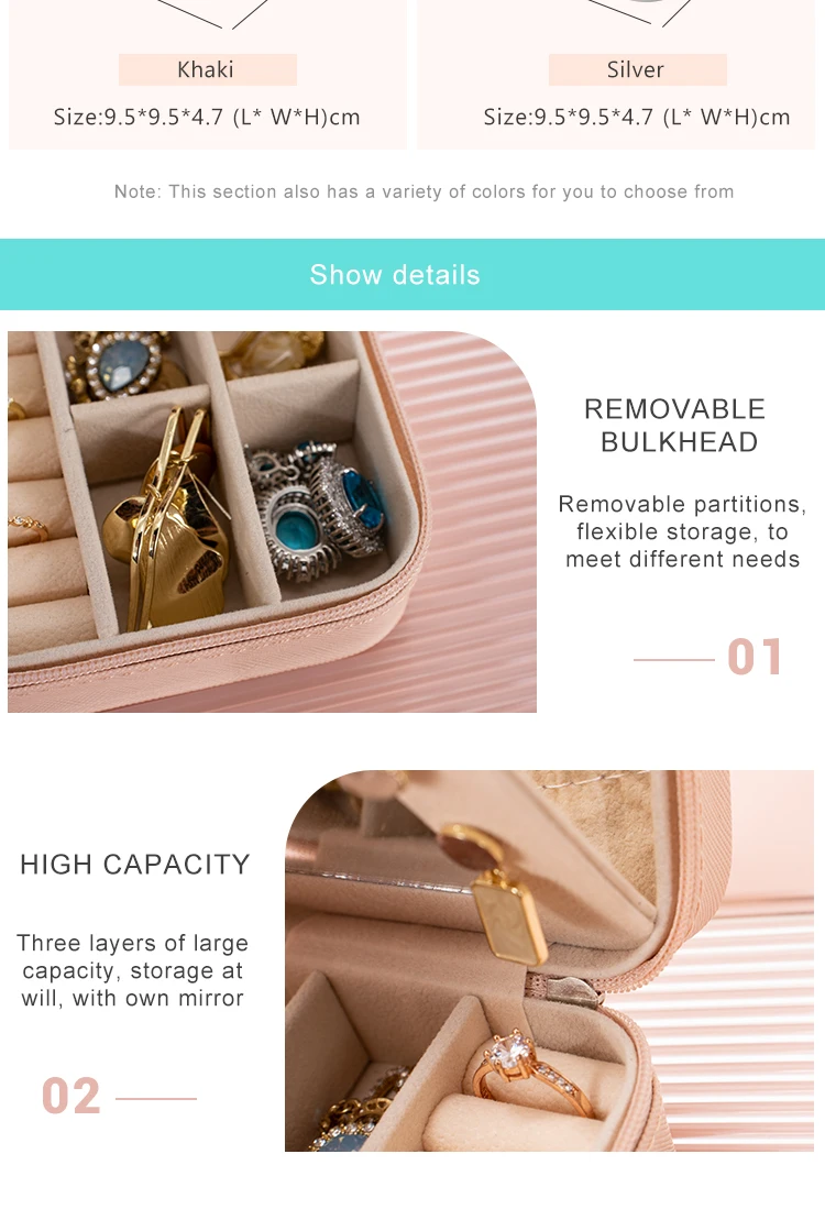 New Luxury Arrival Mini Leather Pu Small Travel Jewelry Box Organizer