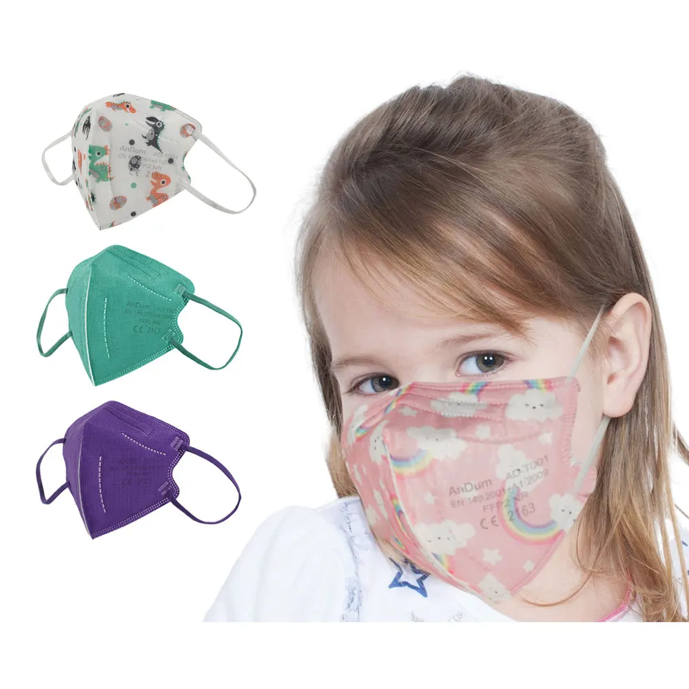 AnDum Foldable Colourful FFP2 high quality kids student disposable soft cartoon mouth civil child size printed pattern face mask