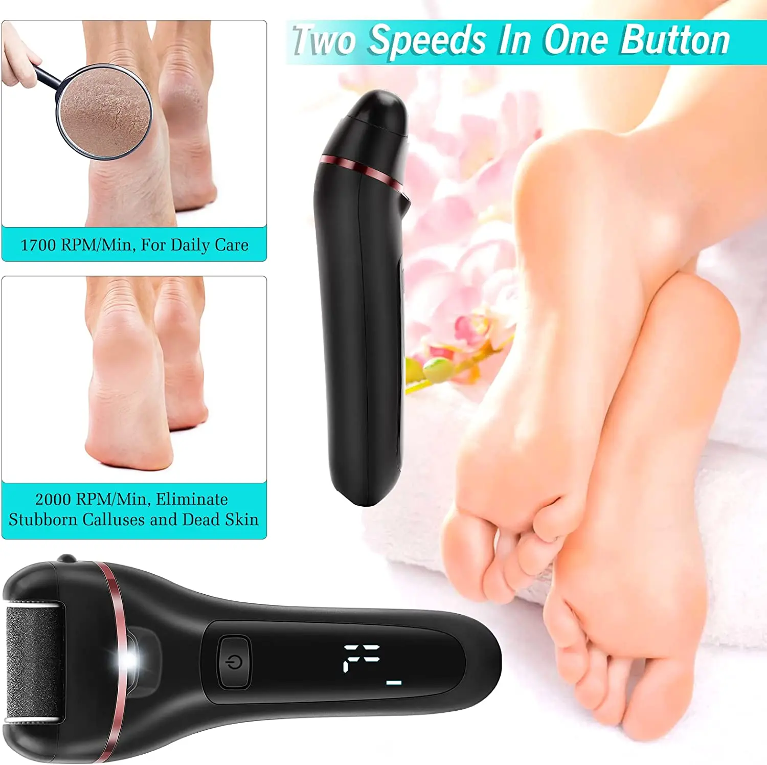 10 in 1 Electric Callus Remover Foot File Rechargeable Foot Scrubber Pedicure Kit Foot Grinder for Feet