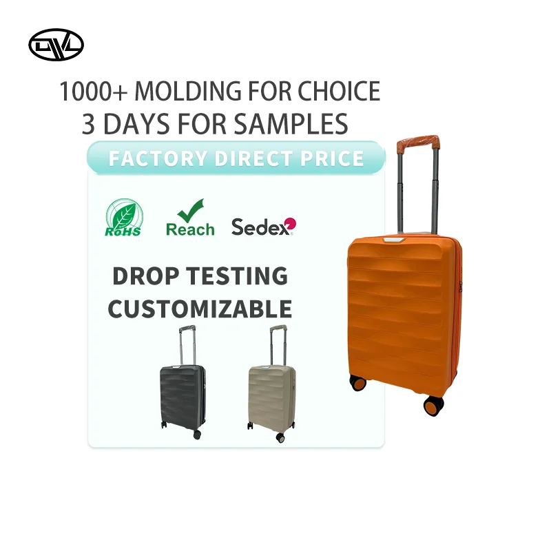 Orange PP Luggage Set with Smooth Trolley TSA Lock Aluminum Frame Zipper Close Business Carry-On Suitcase Main Material PP