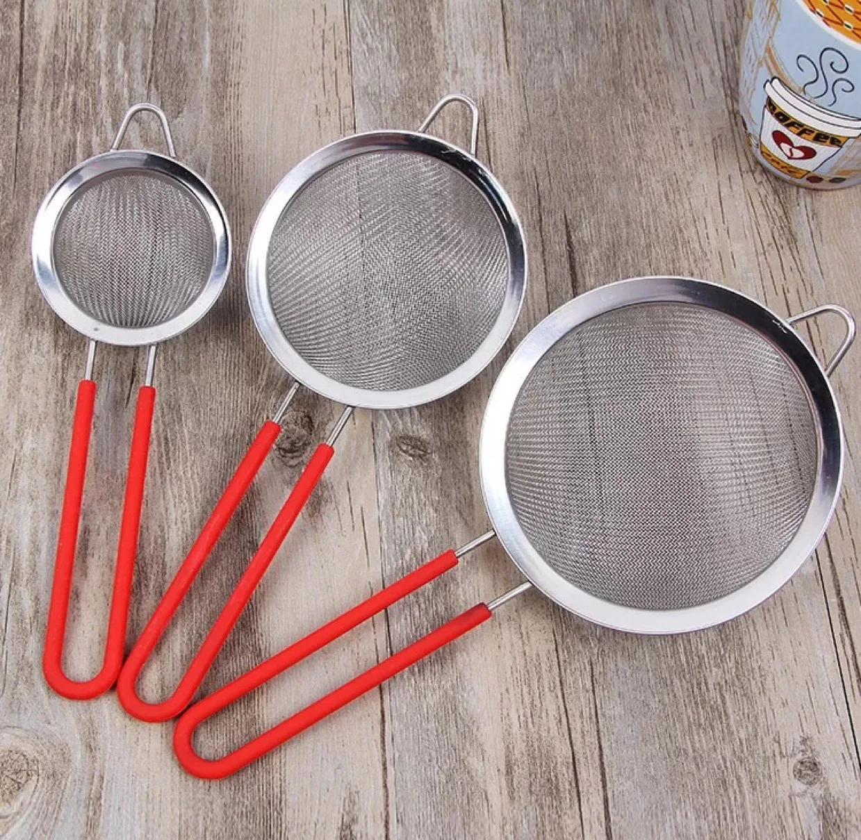 Wholesale Kitchen Handheld Strainer Stainless Steel Flour Sieve Soy
