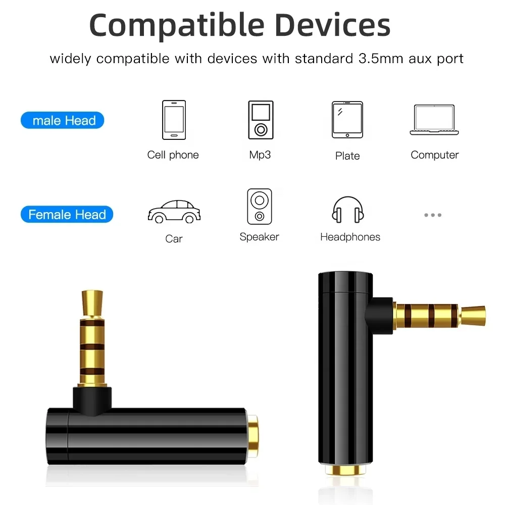 Audio Converter Adapter 90 Degree Right Angled Jack
