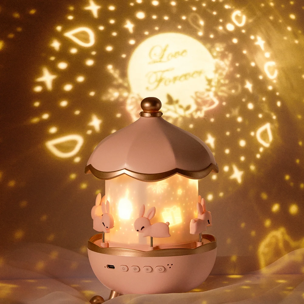 Christmas Star Sky Projection Lamp Creative Atmosphere Lamp Projector Birthday Gift White Noise and  Night Light