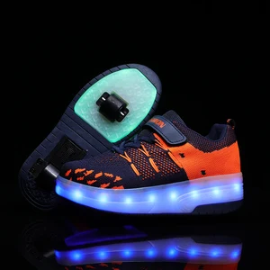 Kids Shoes with Wheels LED Light Color Shoes Shiny Roller Skater Shoes Simple Kids Gifts Boys Girls the Best Gift