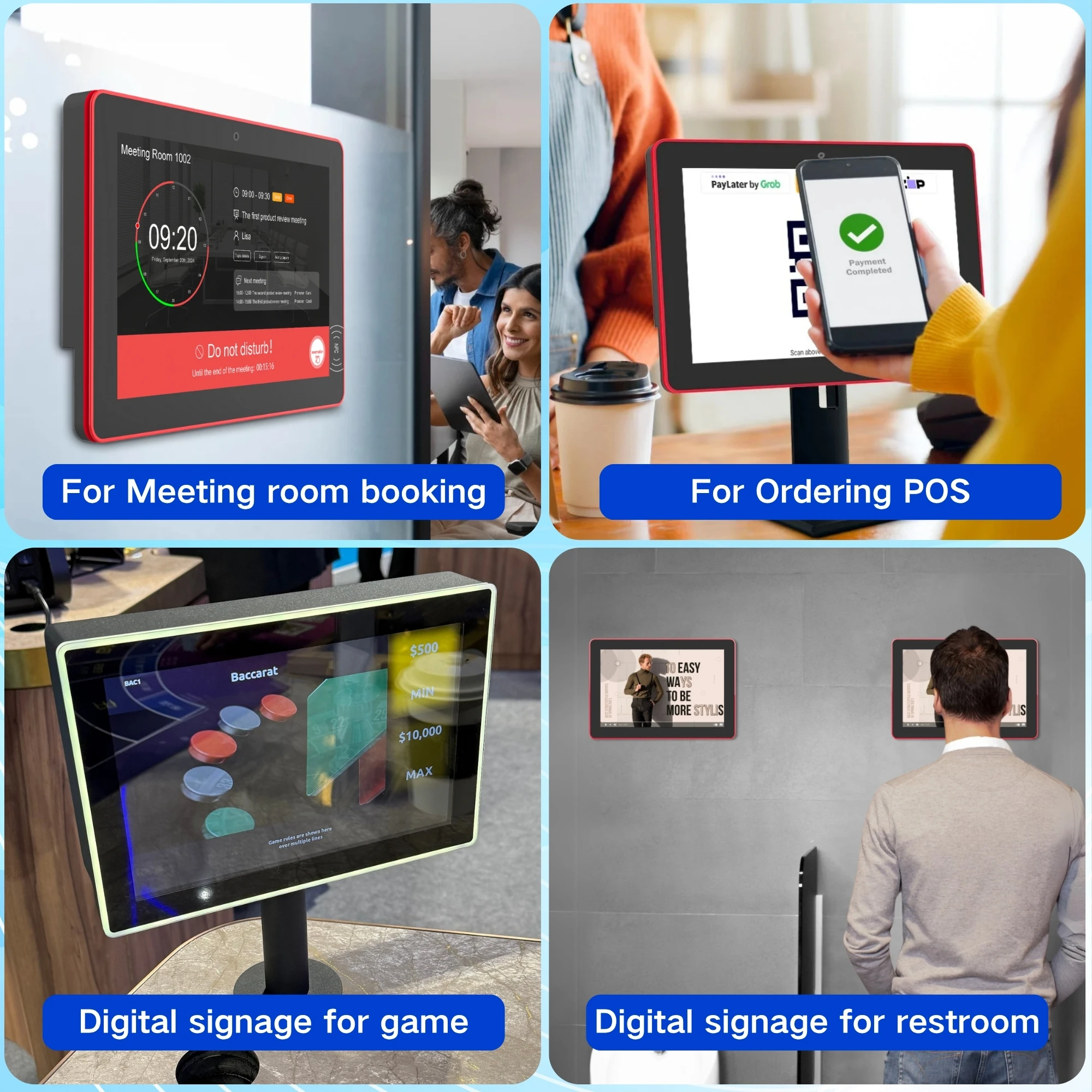10.1 Inch Android 11 Commercial Display Advertising Tablet Touch Screen Edge LED Light 2+16GB Compatible PC for Mobile Payment