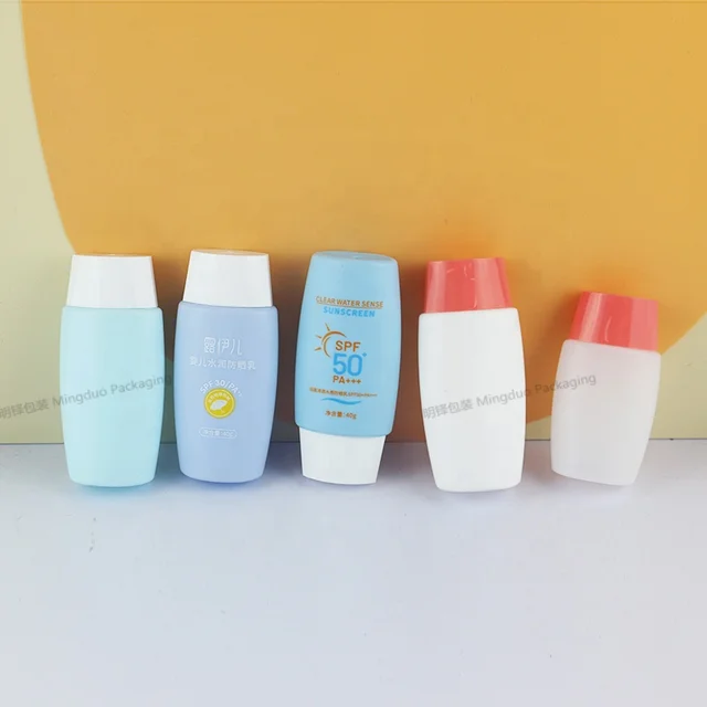 New Customized factory HDPE plastic sunscreen sun cream liquid foundation bottle with cover for personal care