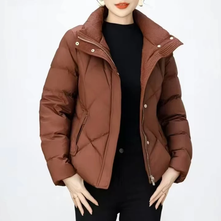 2025Custom Women's Short Length Slim Fit Puff Jacket Thick Warm White Duck Down Thermal Down Coat New Fashionable Style Winter