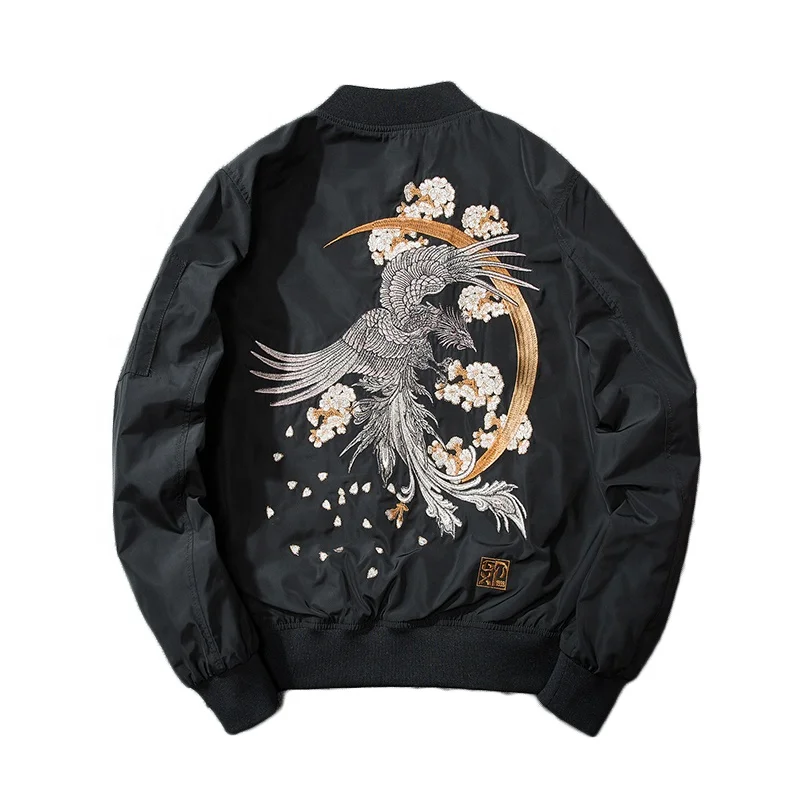 Customizable Spring 100% Cotton Windproof Embroidery Tiger Head Flight Men Bomber Jacket