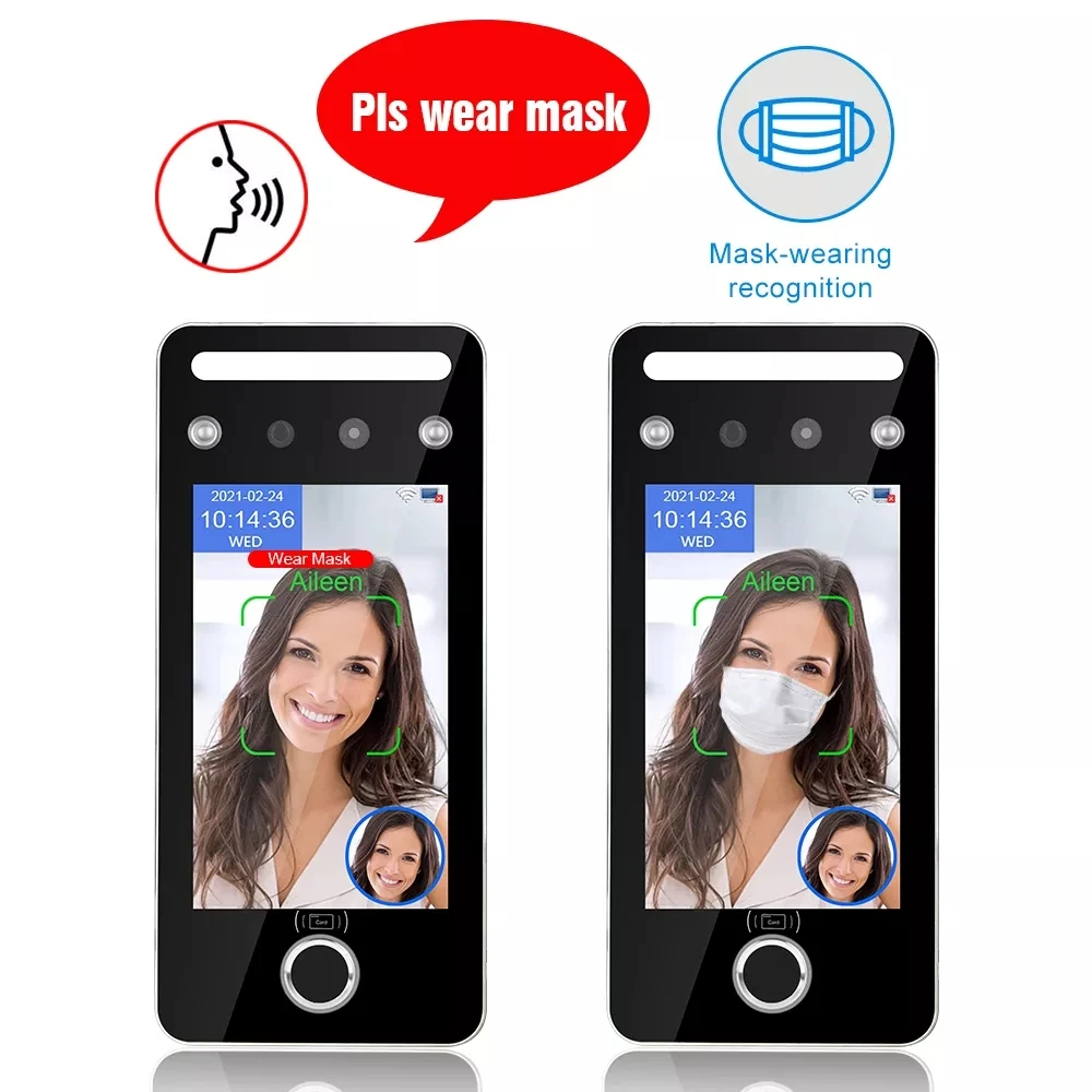 New Arrival 3D Face Recognition Time Attendance and Access Control 5inch Touch Screen Face and Fingerprint Door Access Control