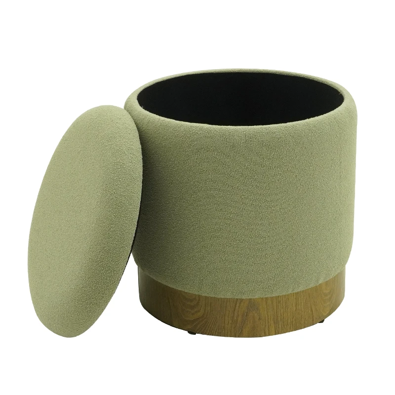 Customizable Nordic Style Single Seater Footrest and Fabric Storage Ottoman Comfortable for Dining and Hotel Use
