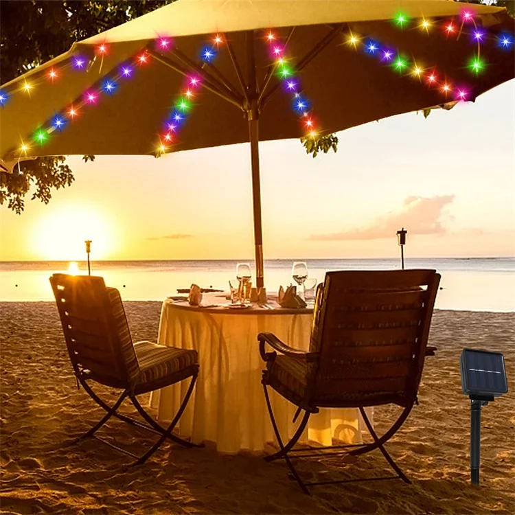 led lights umbrella patio Solar for 9-10ft 8-Rib Remote Control and a wide array of colors to choose from OVIOS LED Patio Umbrella -