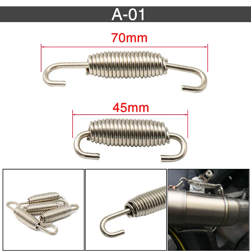 Uxcell 10pcs Motorcycle Exhaust Pipe Springs - Silver Tone Muffler Silencer Hooks (43mm Extended) - View #7