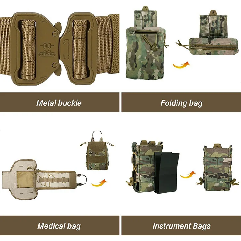 Detachable Utility Belt Adjustable Comfortable Heavy Duty Tactical Belt for Daily Commuting Hunting Simulated Training