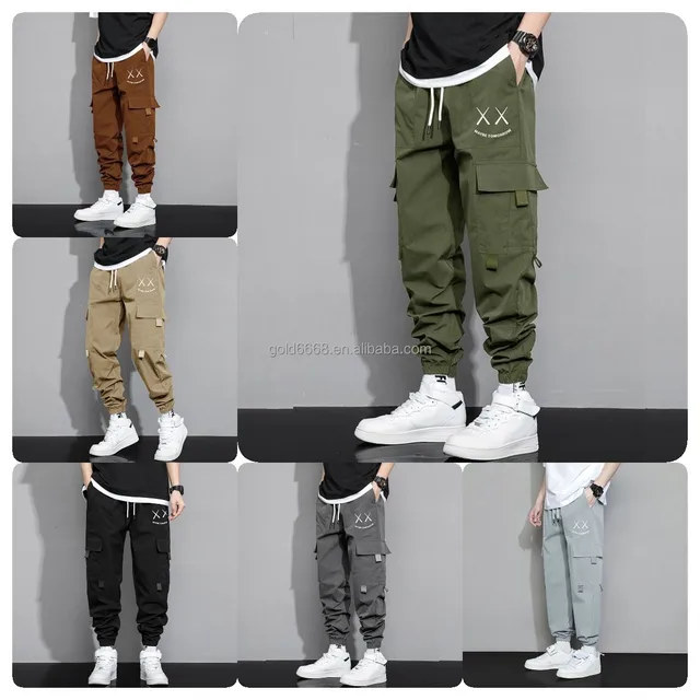2024 High quality slim fitting straight men's twill cotton pants Customized embroidered men's cotton twill cotton pants