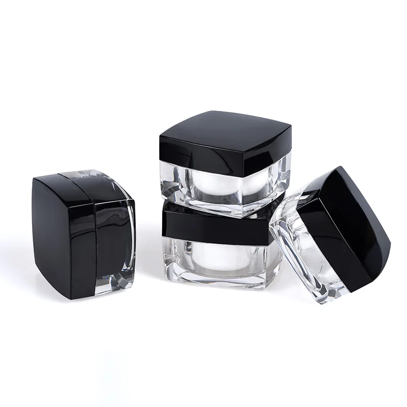 Wholesale cosmetic packaging 5g 10g 15g 20g 30g 50g black empty white acrylic plastic face cream jar