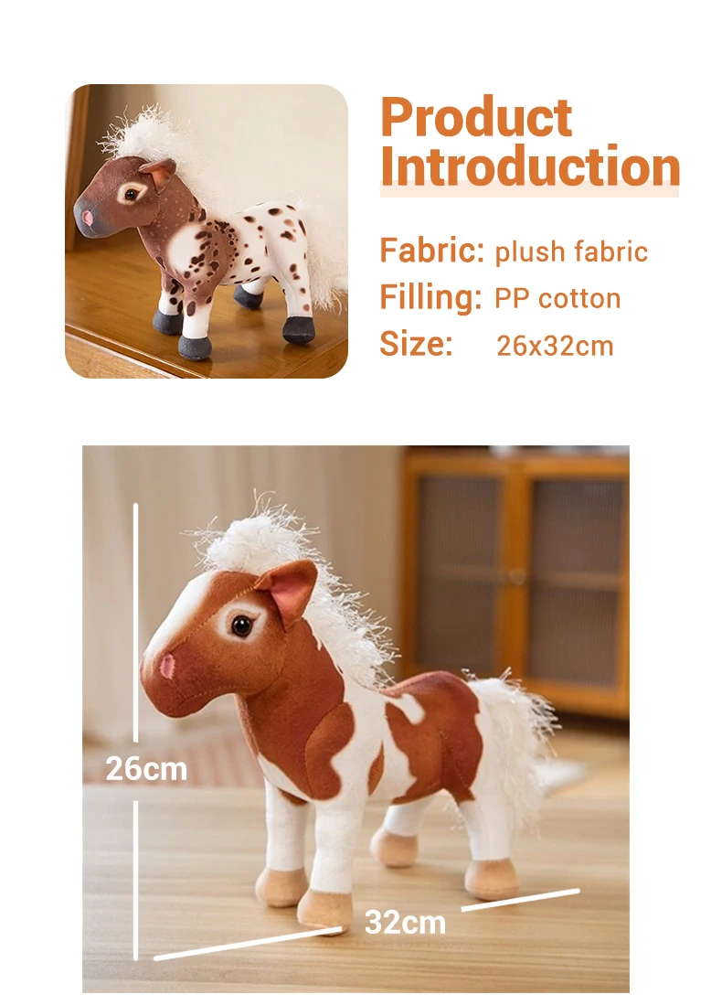 Custom Cute Horse Stuffed Animal Plush Toys Soft Stuffed Toy Pony For
