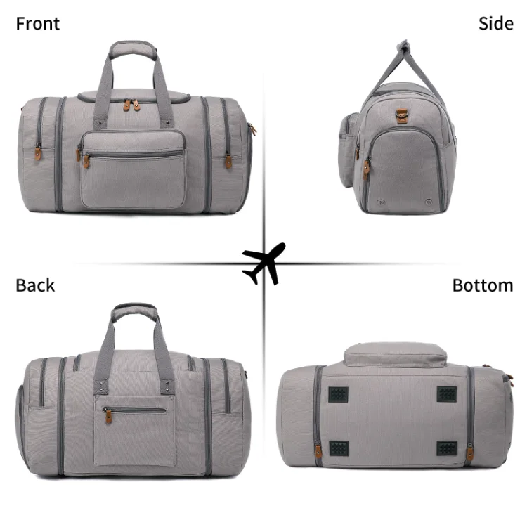 Evercredit Women Large Capacity Weekend Short Travel Bag Stripe Canvas Luggage Sport Gym Travel Duffle Bag With Shoe Compartment