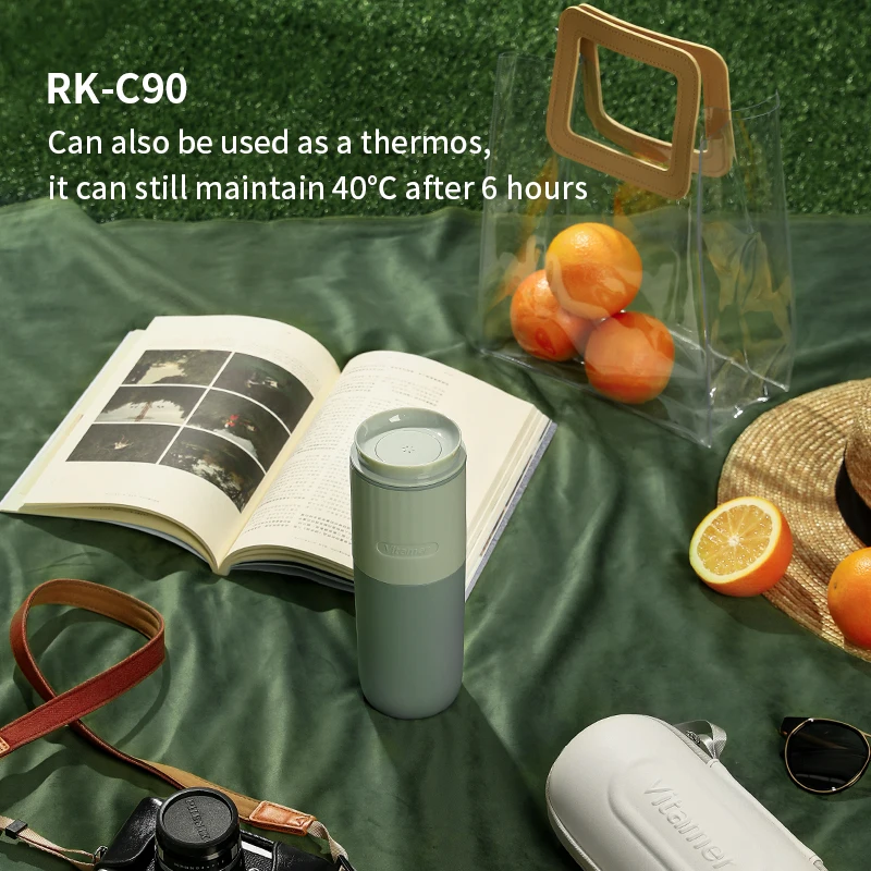 Vitamer 400ml Portable Self Smart Trip Electric Heating Cup Temperature for Traveling or Business PC Water Bottles Modern Round
