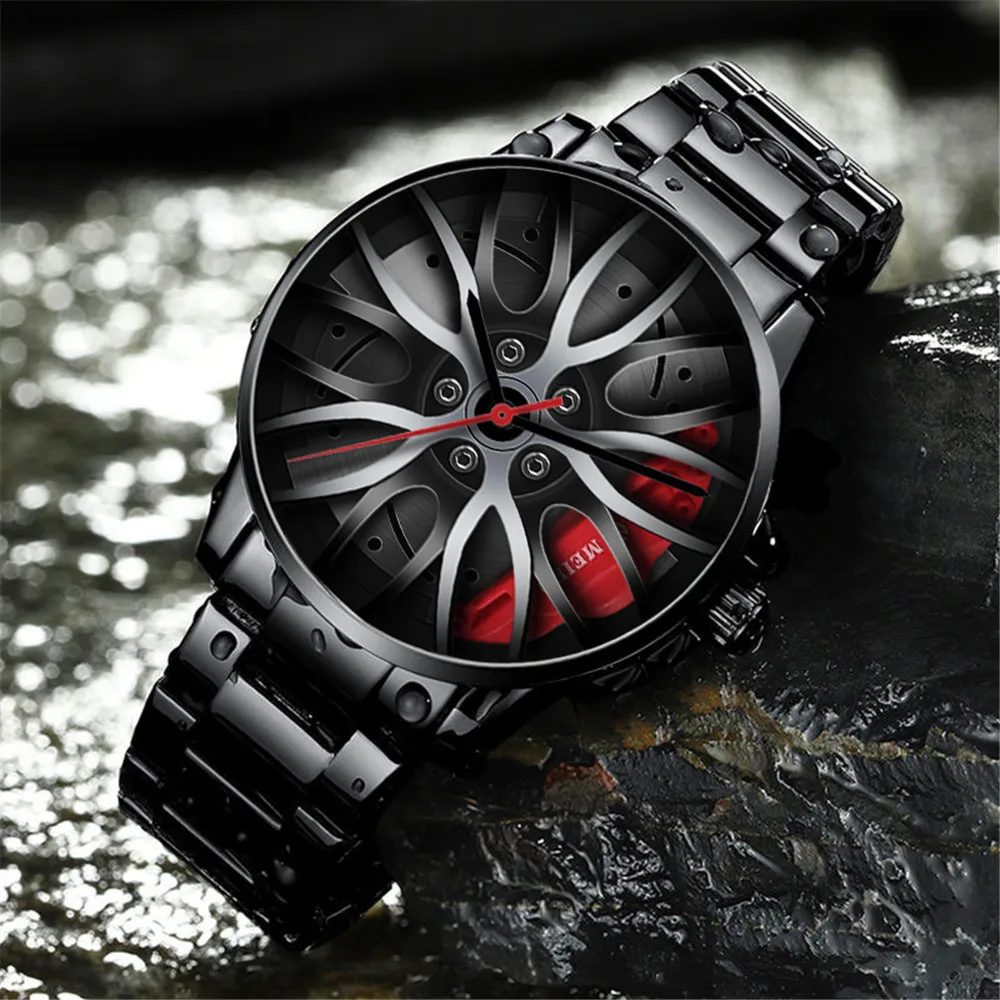 Luxury 3D Car Wheel Watch Quartz Sport Rim Car Watches Men