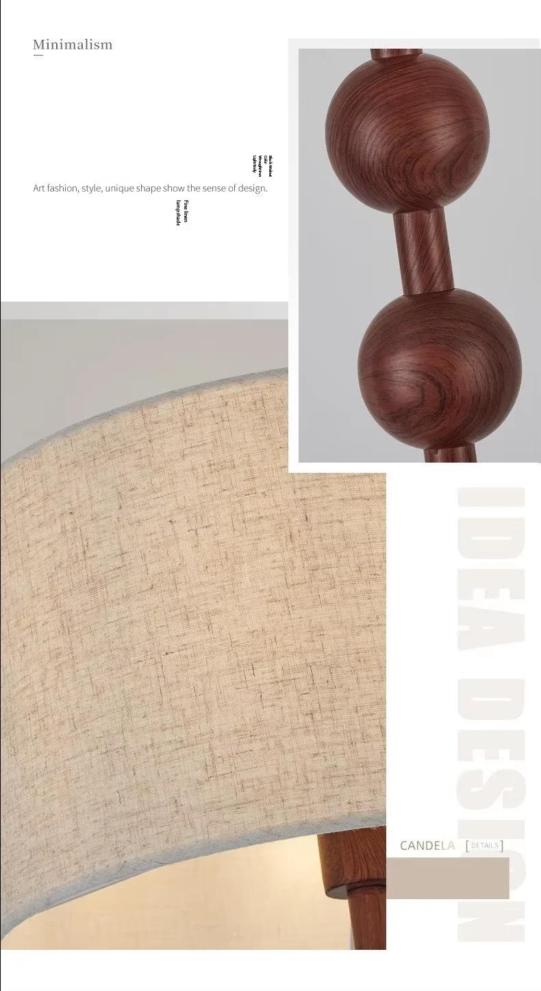 Custom European Retro Simple HotelLEDBedside Bedroom Living Room Study Wooden Fabric Shade Floor Lamp