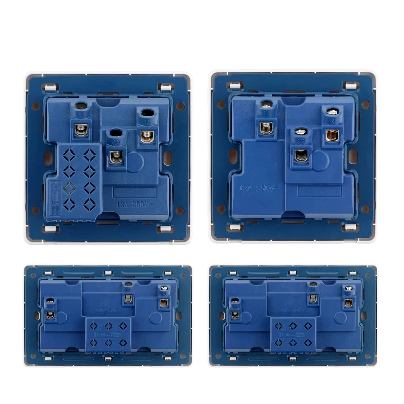 Universal 3 Pin LED Indicator Wall Socket Gold Single Double Switch Socket 13A 250V Drawing USB Power Outlet