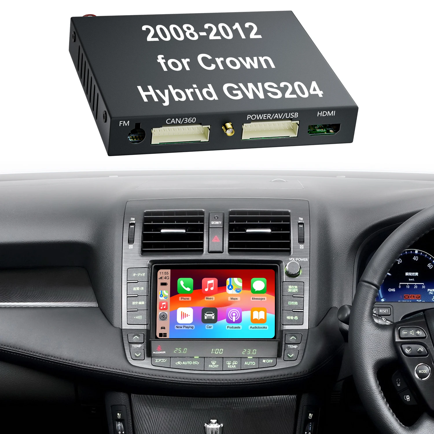カーナビ Toyota Crown Hybrid GWS204 HDD Navigatio Crown Hybrid GWS204 OEM Head Units - Wireless Carplay & Android Auto