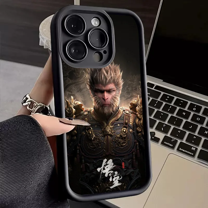 Laudtec sjk828 black myth wukong étui de téléphone style jeu coque mince anti chute peau amicale pour iphone 16 15 14 13 12 plus pro max