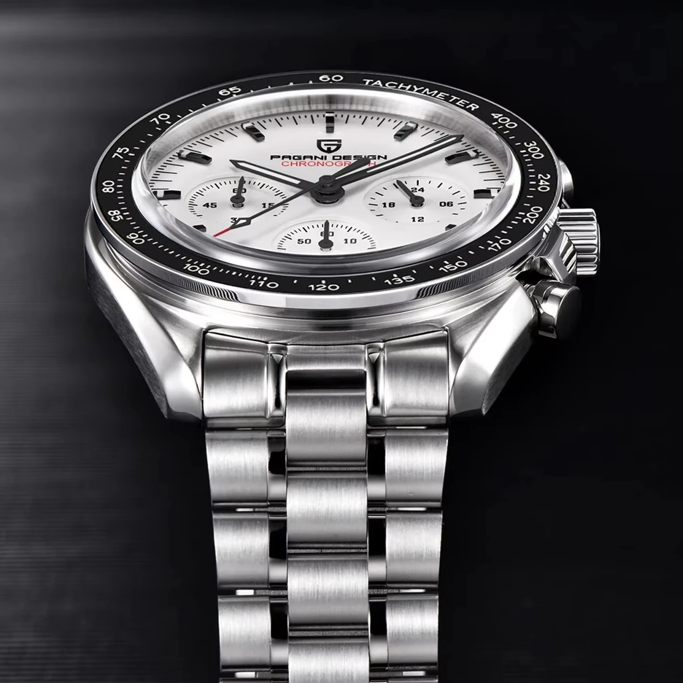 Pagani Design 1701 Moon Wristwatch Homage Men's Quartz Chronograph Watches Japan VK63 Movement Stianless Steel Bracelet 100M Waterproof Sport 並行輸入 PAGANI DESIGN PD-1701 Luxury Moon Men Quartz Watch for Men