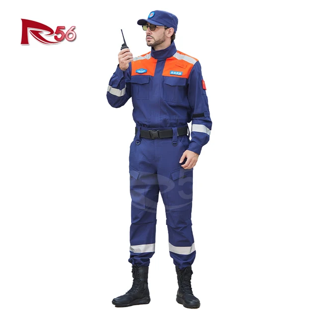 Factory Direct Sales Fireman Suit Support Color Size BadgeCustomizationLifeguard Uniform High Quality Cotton Firefighter Costume