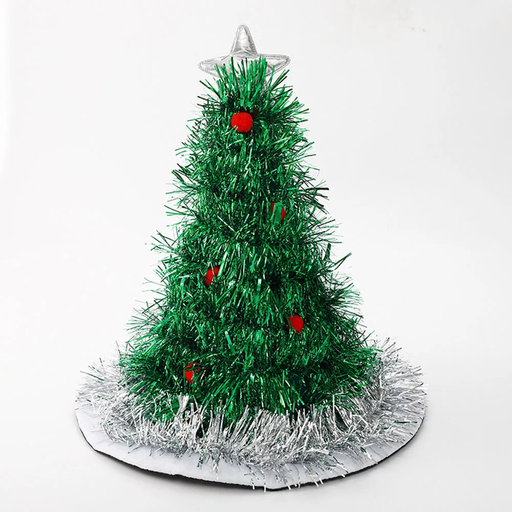 High-Quality European Style Christmas Tree Festival Goods Decorations Ornaments Present Headwear Green Cap Hat