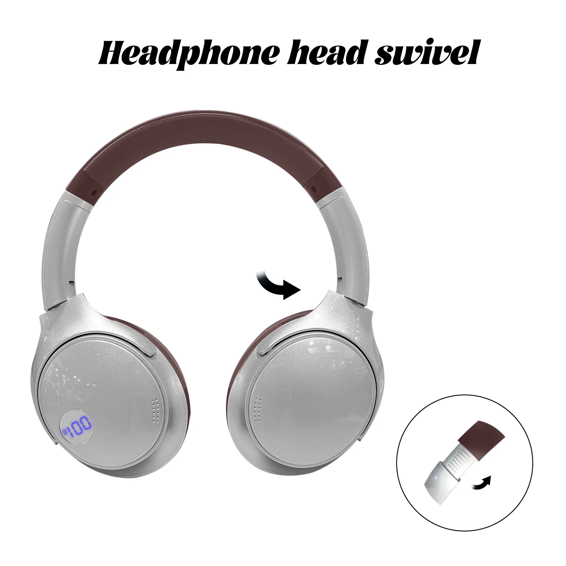 Insert Retro Style UV Craft Design Foldable Headphone ANC Noise Headset  Battery Digital Display Heavy Bass Earphones