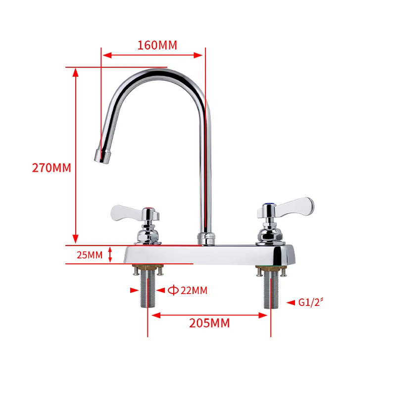 Commercial Kitchen Faucets Modern Design Dual Handle Brass Kitchen Faucet Tap for Hotel Kitchen and Bathroom Use factory
