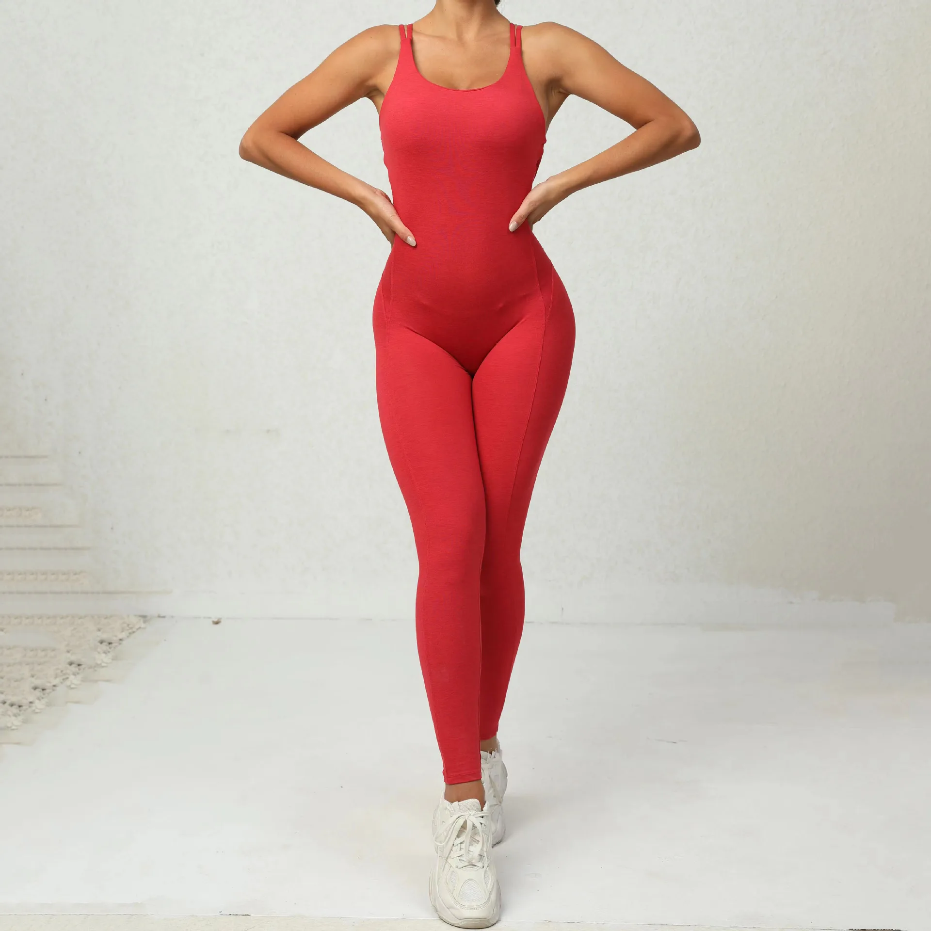 Breathable Yoga Leggings One Piece Cross Back Yoga Workout Activewear Scrunch Butt Gym fitness Yoga Sets For Woman Jumpsuit factory