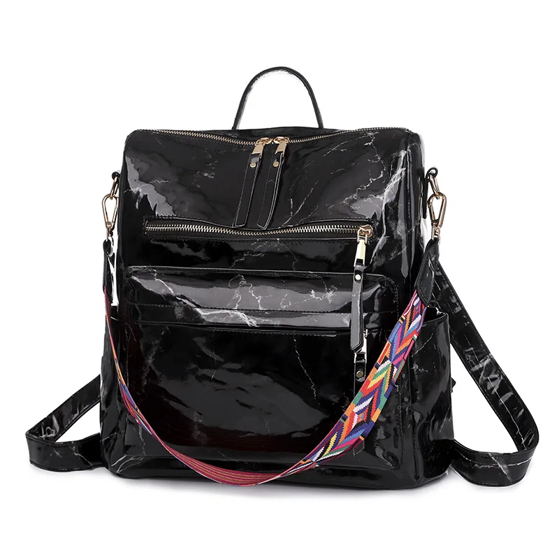 Zaino In Pelle JOSEKO Donna - Borsa A Tracolla Impermeabile, Con Rivetti E Orsacchiotto, Nero