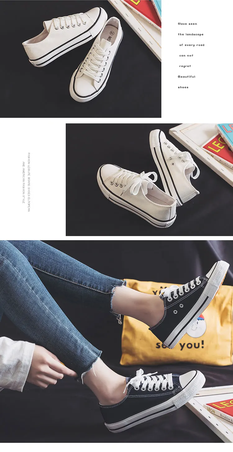 New Arrivals Sneakers Laceup White Canvas Shoes Wholesale For Women