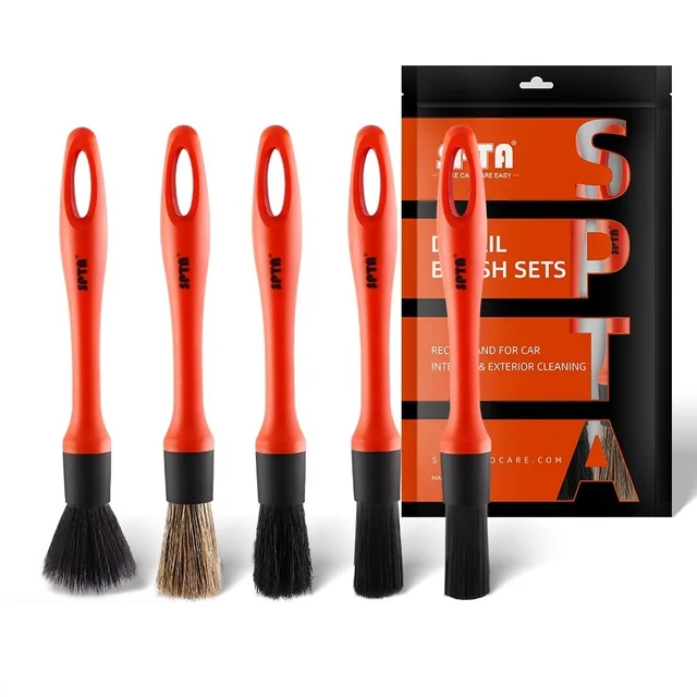 SPTA New 5pcs Set Soft Hair Car Detailing Brush Set Car Cleaning Brush Rim Brush