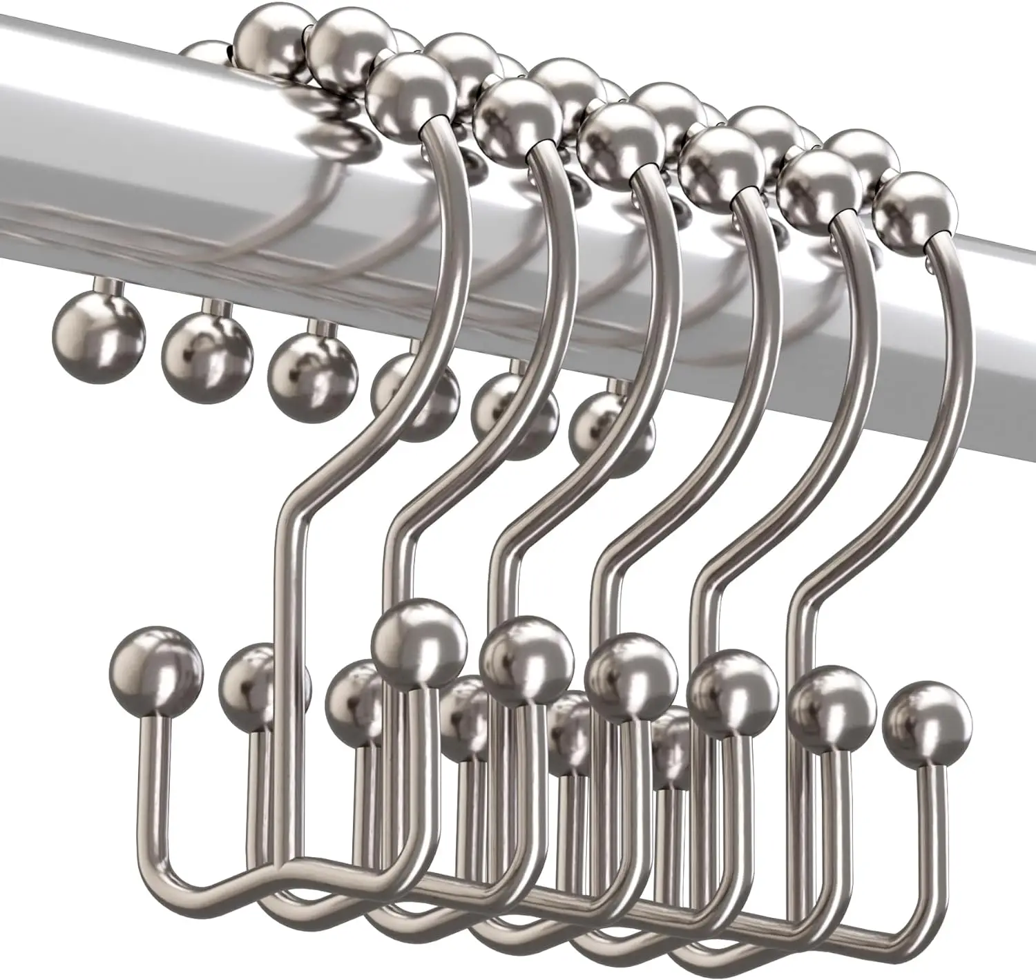 Shower Curtain Hooks Rust Proof Metal Double Glide Shower Hooks Rings For Bathroom Shower Rods