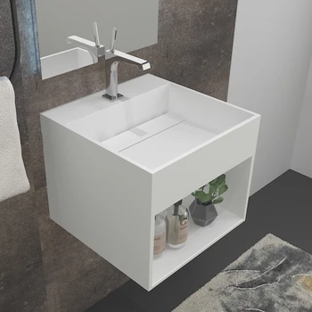 Made in China Artificial Marble Stone Acrylic Solid Surface Bathroom Cabinet Wash Hand Basin Sink
