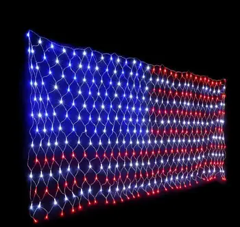 390 LEDs American Flag string lights Net Home decoration Holiday lighting Super Bright National American Lamp lights garland Net