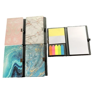 S3806 Custom Designed Hardcover Sticky Note Notepad RPET Cover Thread Sewing Binding Mini Promotional Notebook
