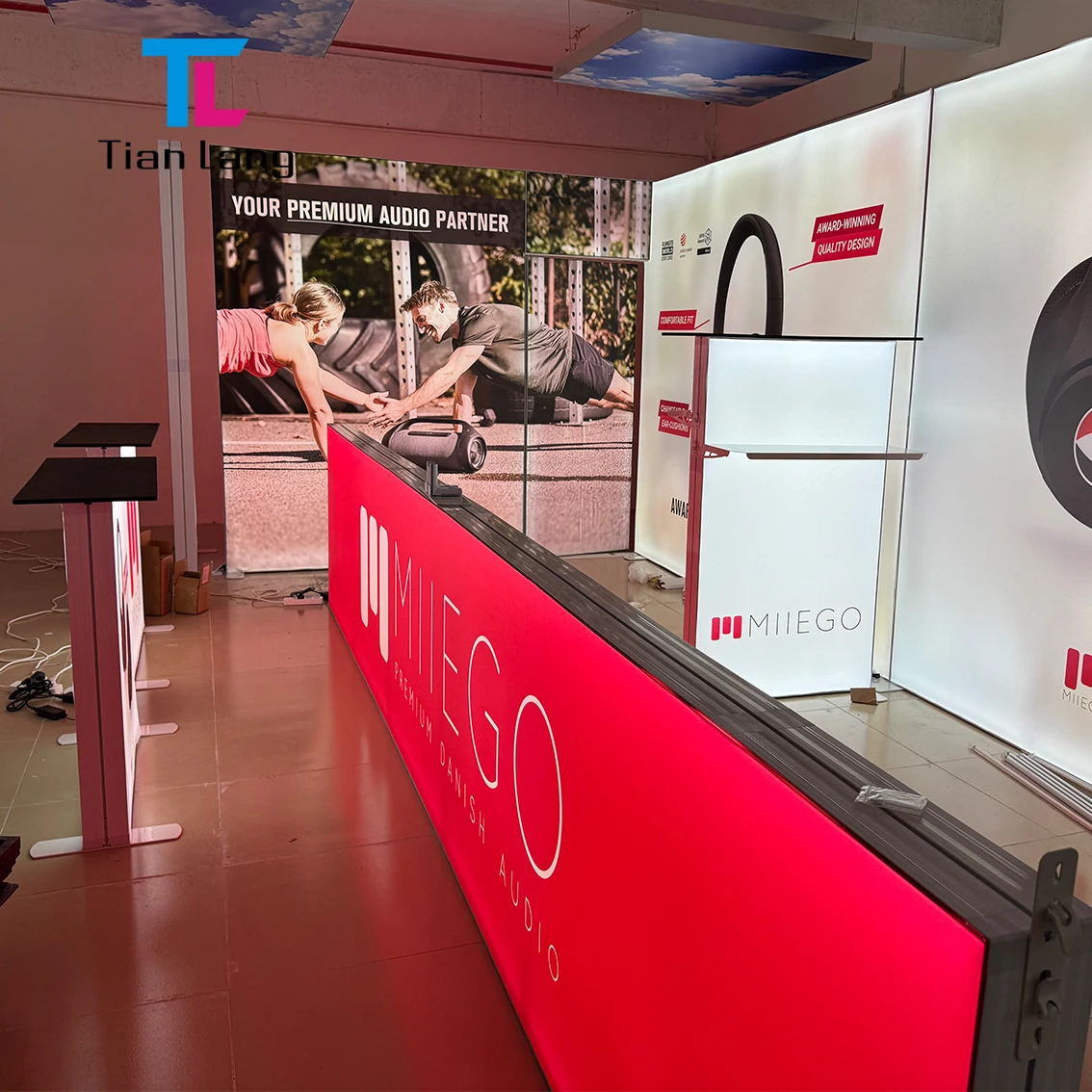 TianLang Алуминиев Профил Голям Търговски Изложба Бутовки Портативни Складиващи се Модулни Изложби Поличка За Изложби