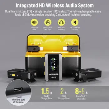NEEWER 4GB Storage Wireless Lavalier Microphone Professional Wireless Lavalier Microphone detail image