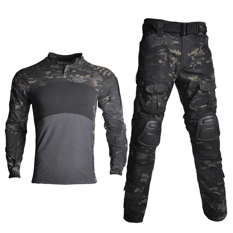 Woodland Camouflage Tactical Shirt and Pant Uniform Suit Customized Security Uniform Set Tactical Outdoor Training Uniform